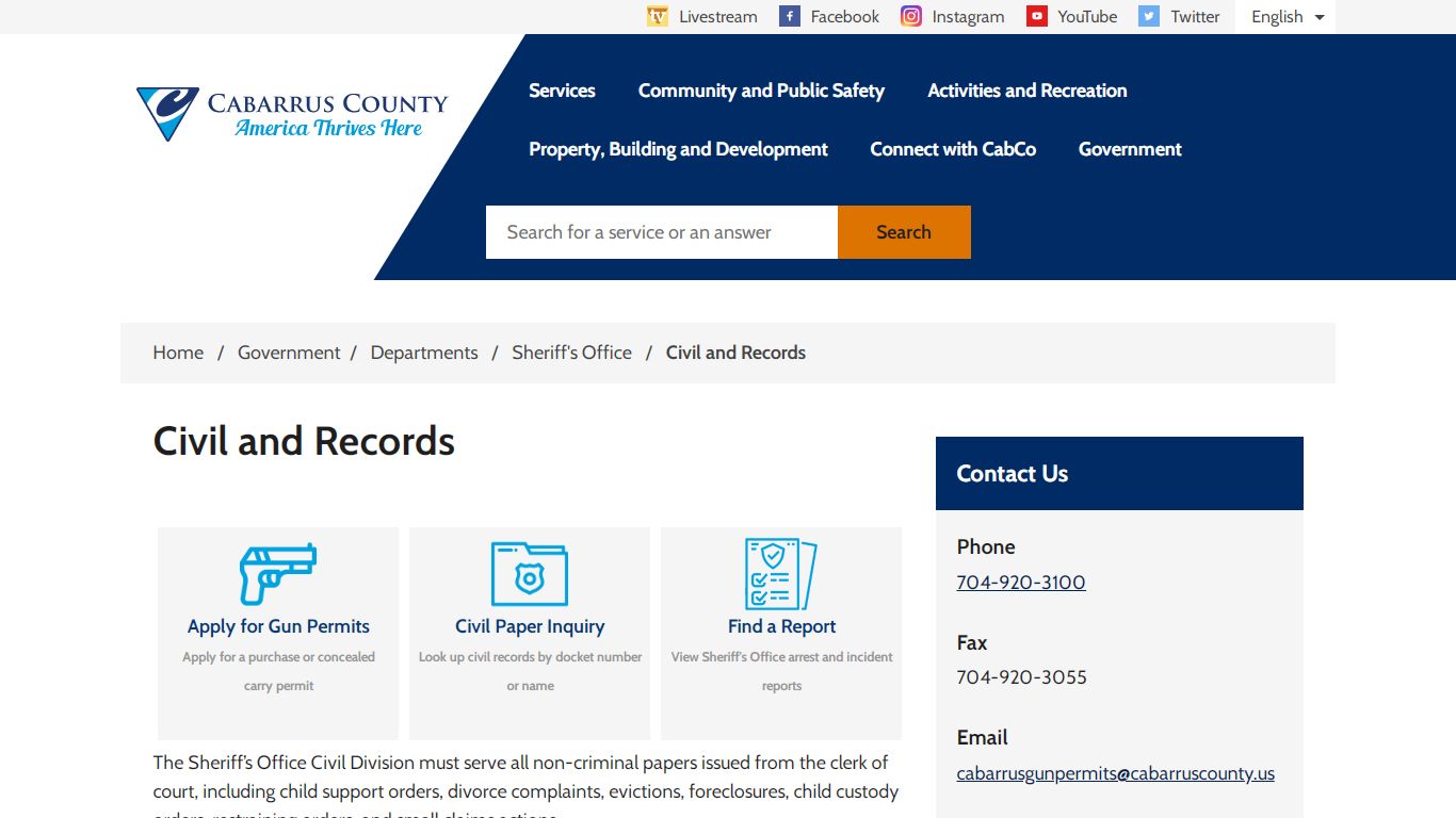 Records and Civil - Cabarrus County